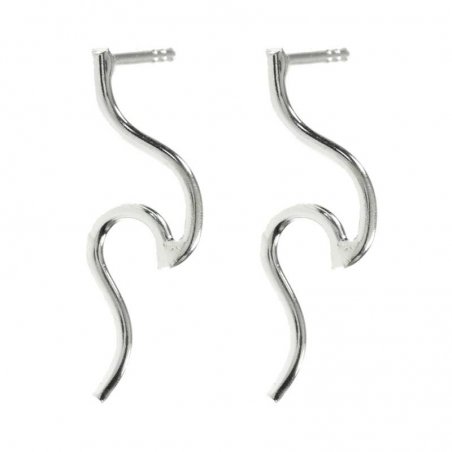 Pendientes ola largos Plata de Ley