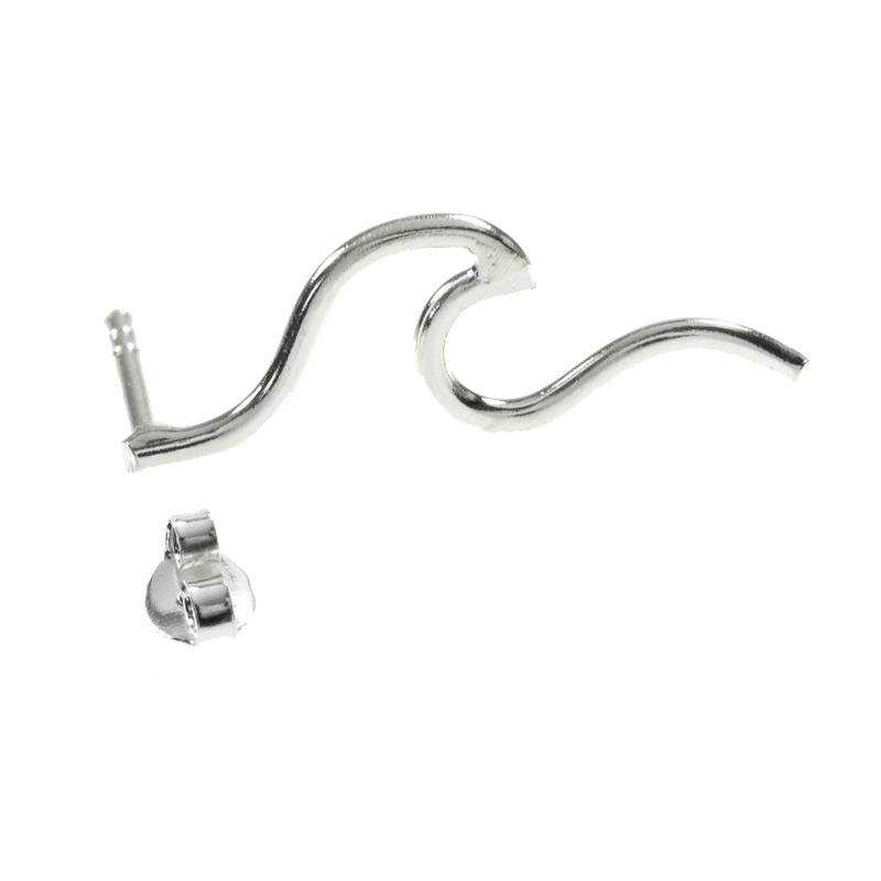 Pendientes ola largos Plata de Ley