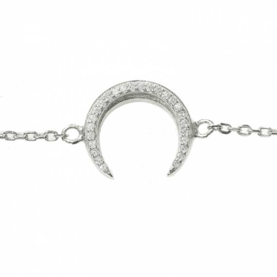 Pulsera ajustable luna invertida Plata de Ley