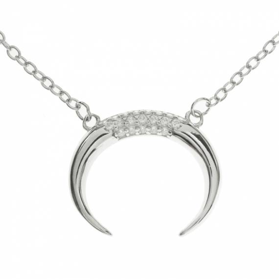 Collar ajustable luna invertida Plata de Ley