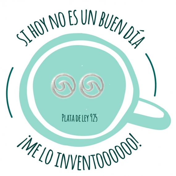 Pendientes ola de plata con mensaje positivo