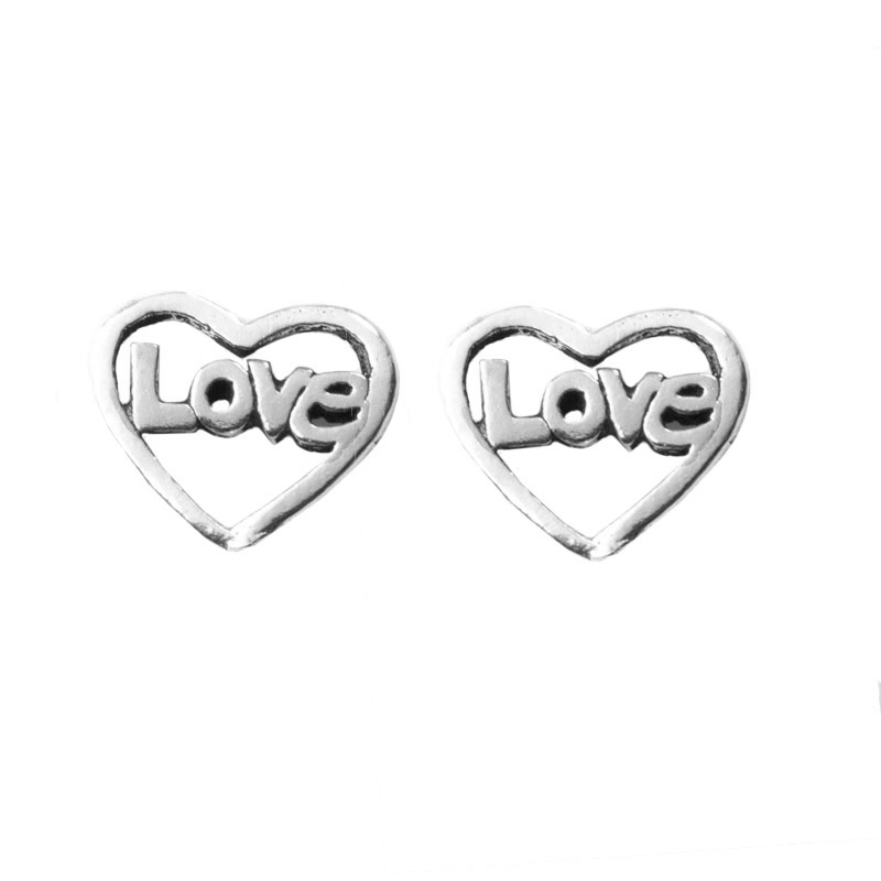 Pendientes mini corazón Love Plata de Ley