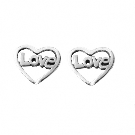 Pendientes mini corazón Love Plata de Ley