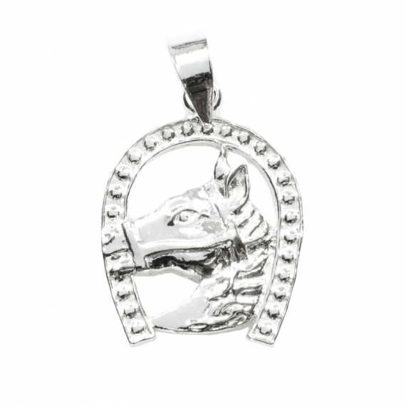Collar Herradura con caballo Plata de Ley 2