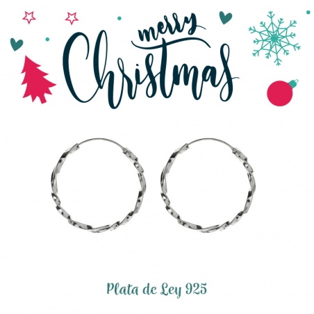 Pendientes aros retorcidos Plata de Ley