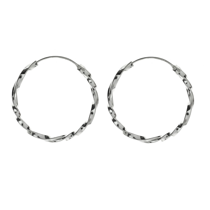 Pendientes aros retorcidos Plata de Ley