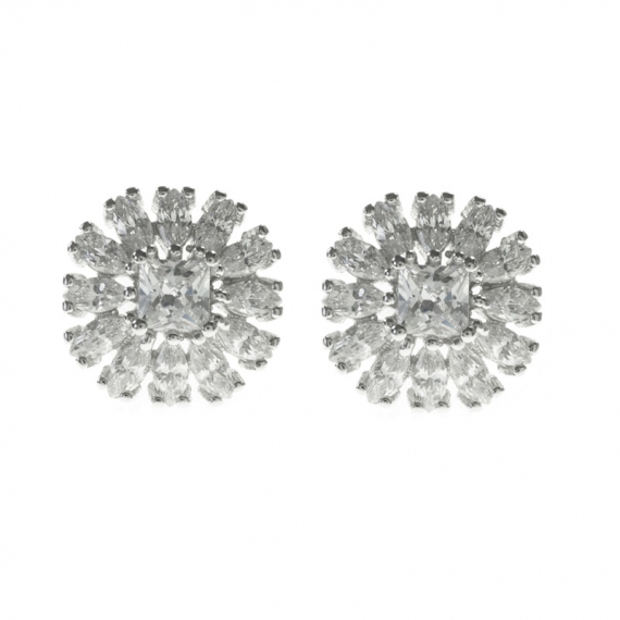 Pendientes flor de circonitas blancas