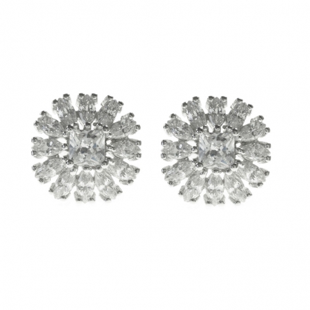Pendientes flor de circonitas blancas