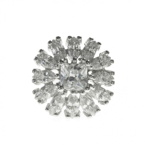 Pendientes flor de circonitas blancas 2