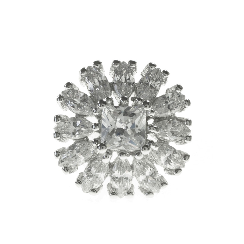 Pendientes flor de circonitas blancas