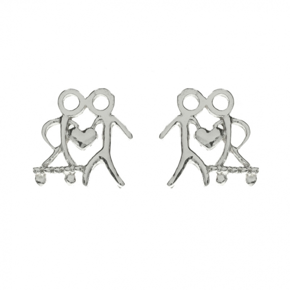 Pendientes pareja con corazón Plata de Ley