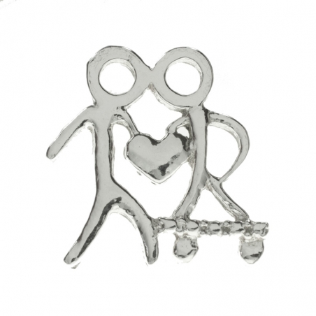 Pendientes pareja con corazón Plata de Ley