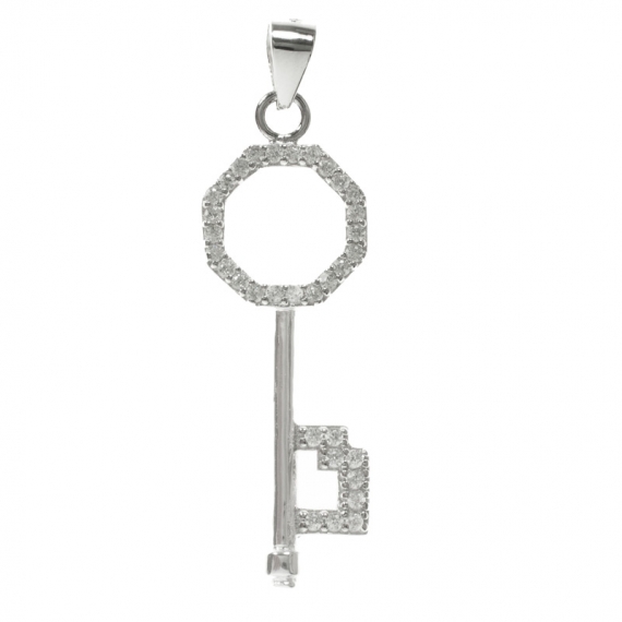Colgante llave hexagonal con cristal blanco