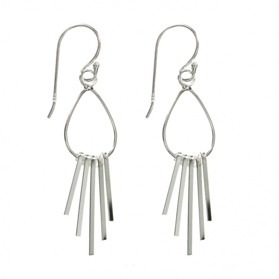 Pendientes gota con flecos Plata de Ley
