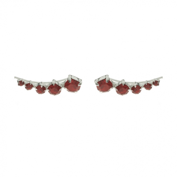 Trepadores 5 circonitas rojas Plata de Ley