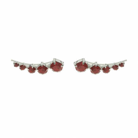 Trepadores 5 circonitas rojas Plata de Ley