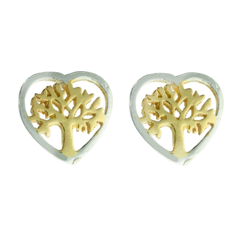 Pendientes corazón chapado en Oro