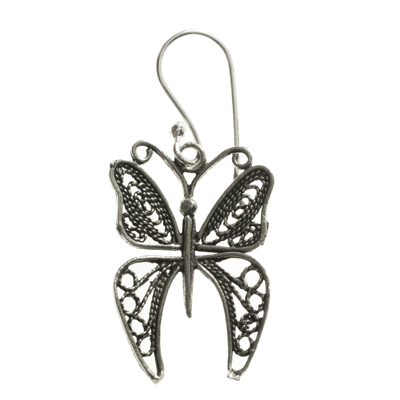 Pendientes largos mariposas Plata de Ley