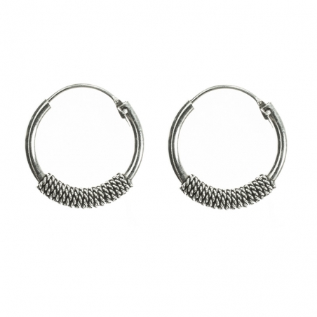 Aros Bali 18 mm cuerda Plata de Ley