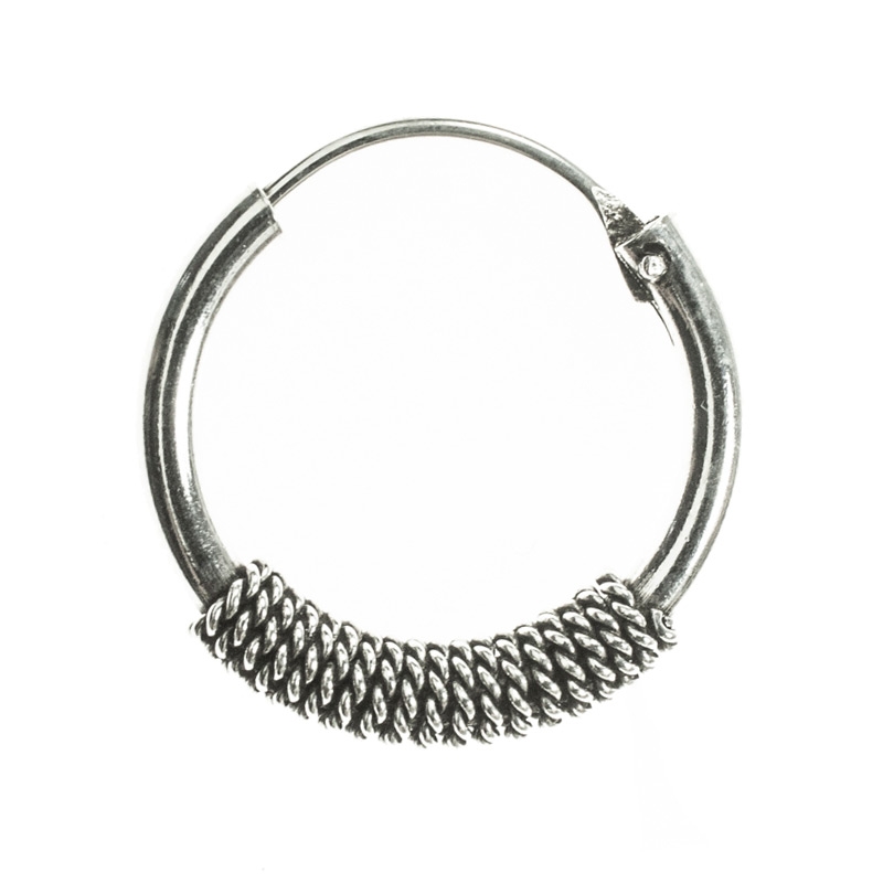 Aros Bali 18 mm cuerda Plata de Ley