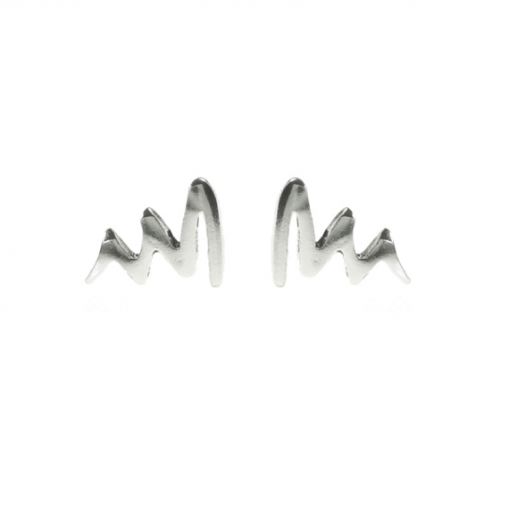 Pendientes mini onda electrocardiograma Plata de Ley