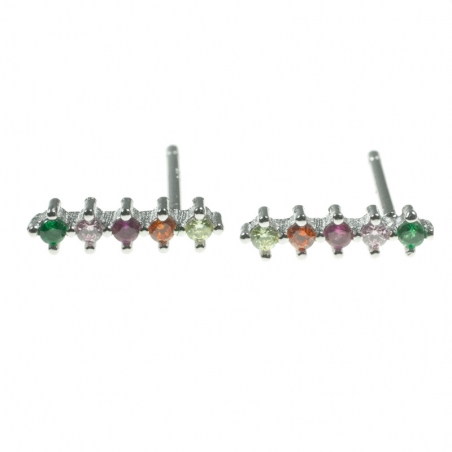 Pendientes línea de 5 circonitas Plata de Ley