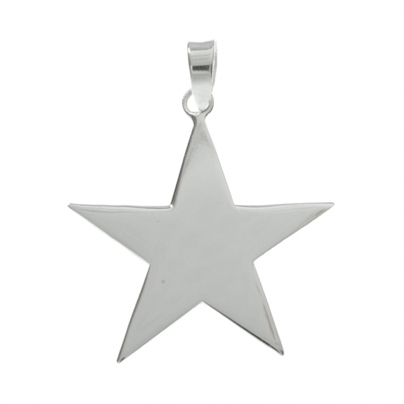 Colgante estrella plana grande Plata de Ley