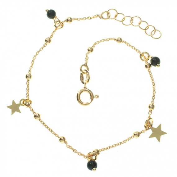 Pulsera cadena de bolitas con abalorios Plata de Ley