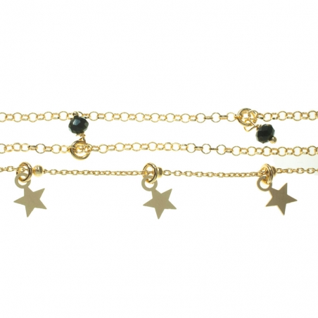 Pulsera triple con Swarovski y estrellitas Plata de Ley