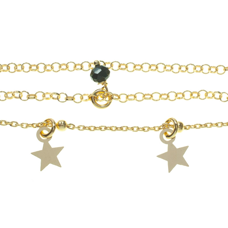 Pulsera triple con Swarovski y estrellitas...