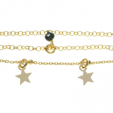 Pulsera triple con Swarovski y estrellitas Plata de Ley