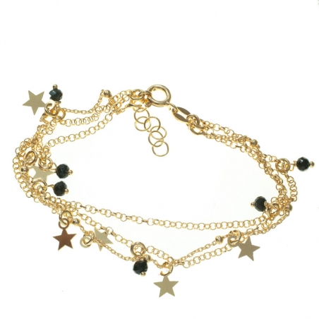 Pulsera triple con Swarovski y estrellitas Plata de Ley