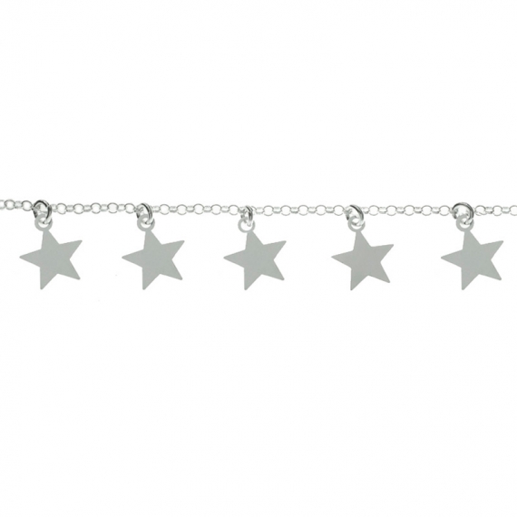 Pulsera con estrellas colgantes Plata de Ley