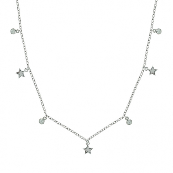 Collar con mini puntos de luz y estrellas Plata de Ley