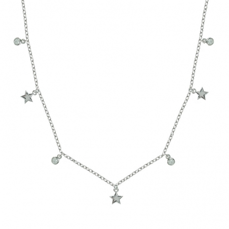 Collar con mini puntos de luz y estrellas Plata de Ley