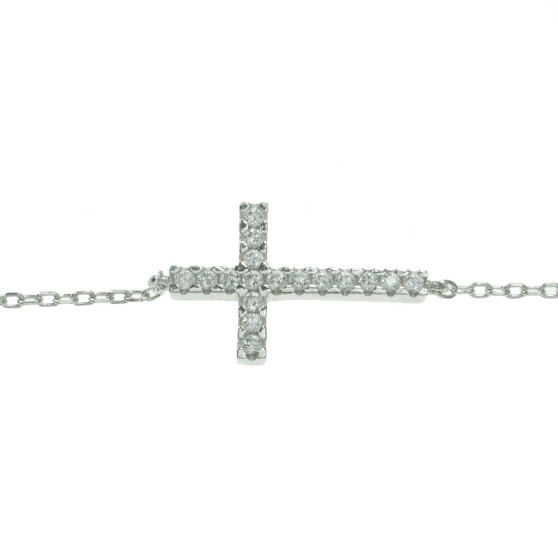 Collar entrepiezas doble cruz Plata de Ley