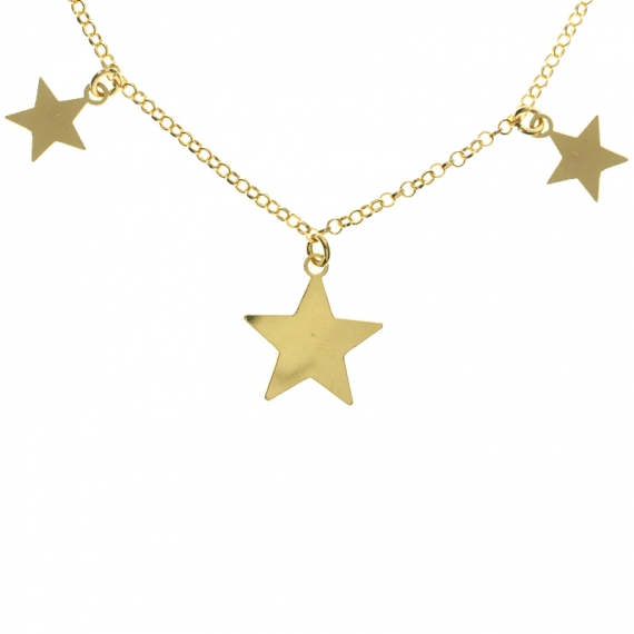 Collar triple estrella y doble luna Plata de Ley 2