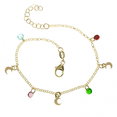 Pulsera lunas y Swarovski de colores Plata de Ley