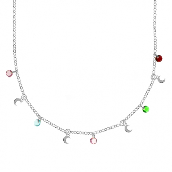 Collar con lunas y Swarovski Plata de Ley 2