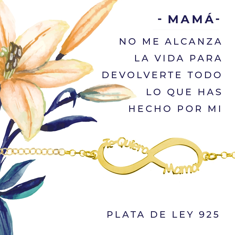 Pulsera infinito Te Quiero Mamá dorada