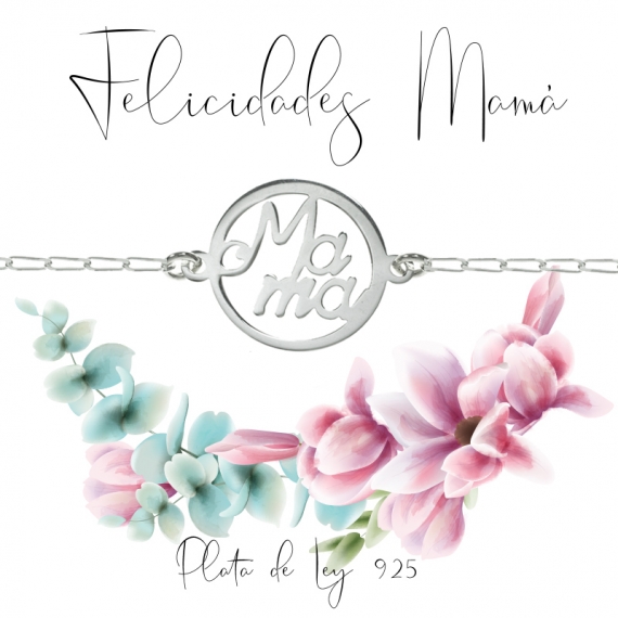 Pulsera Mamá Plata de Ley con mensaje