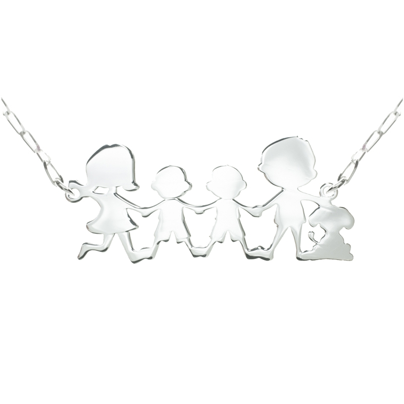 Collar Familia niño niño Plata de Ley