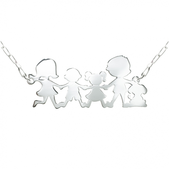 Collar Familia niño niña Plata de Ley 2