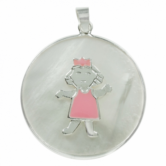 Colgante niña de nácar Plata de Ley
