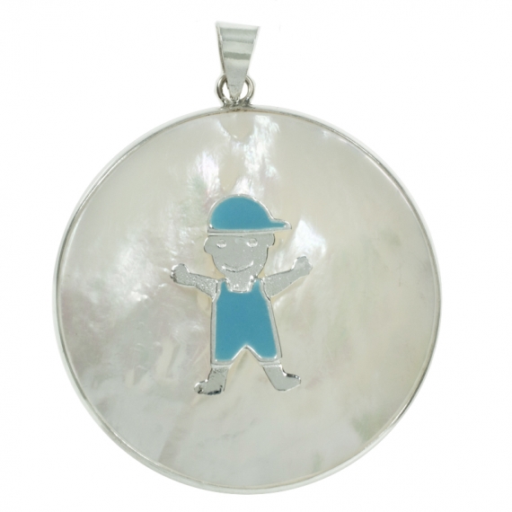 Colgante niño con nácar Plata de Ley