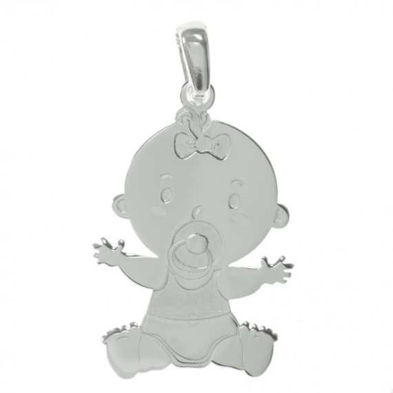 Colgante bebé niña Plata lisa de Ley