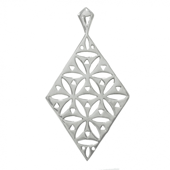 Collar rombo floral XL Plata de Ley 2