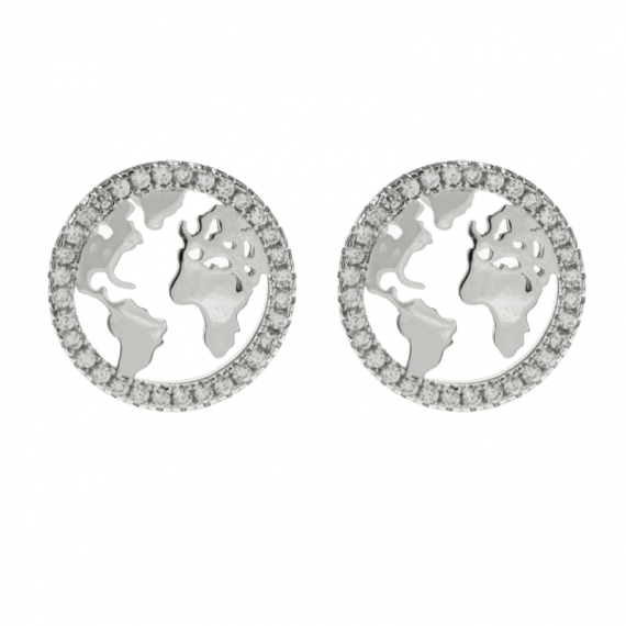 Pendientes Plata de Ley Mundo con circonitas