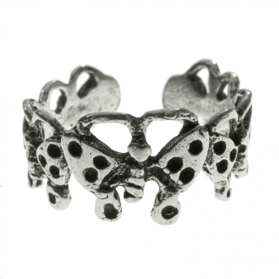 Anillo ajustable mariposas Plata de Ley 925