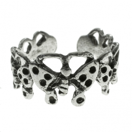 Anillo ajustable mariposas Plata de Ley 925